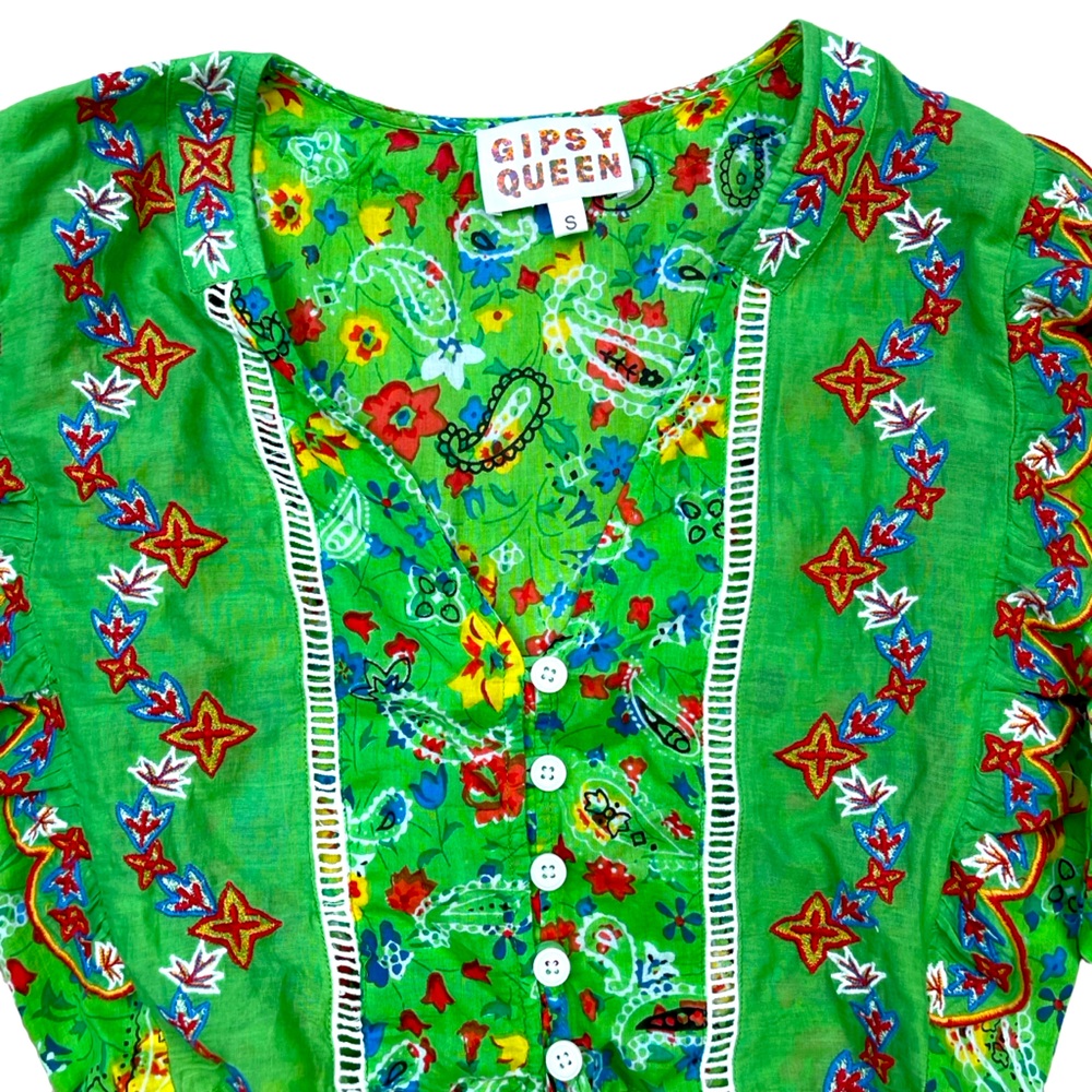 Gipsy Queen Long Sleeve Paisley Top Size Small